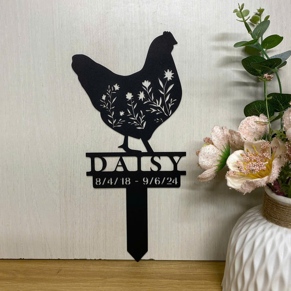 Personalized Chicken Memorial Metal Stake, Chicken Loss Metal Grave Marker, Hen House Metal Yard Decor, Chicken Metal Garden Stake, Chicken Farm Sign