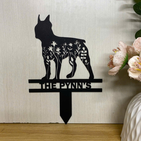 Custom Boston Terrier Dog Memorial Metal Stake, Personalized Pet Grave Marker, Boston Terrier Metal Stake, Pet Loss Sympathy Sign, Remembrance Stake