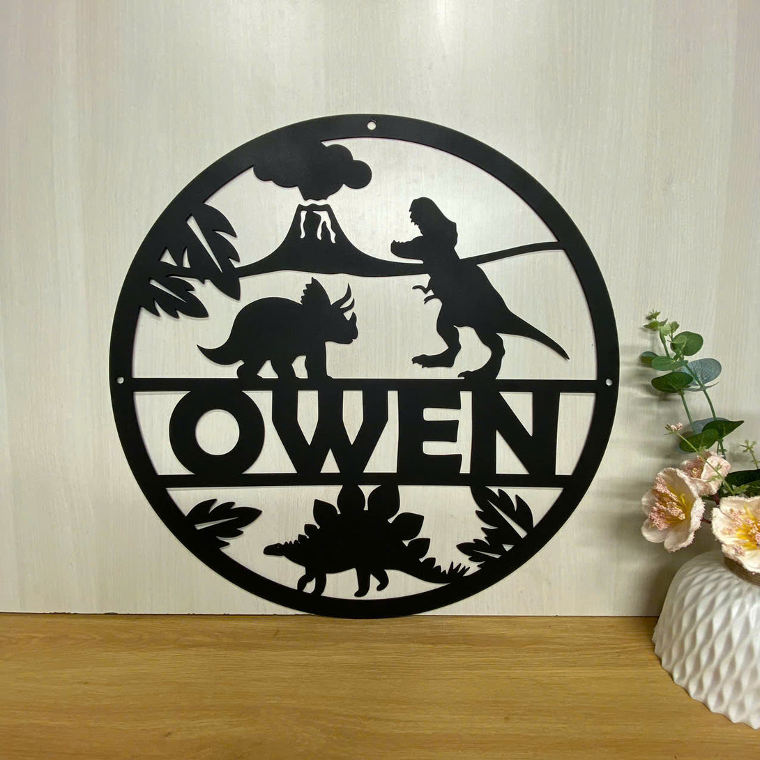 Custom Dinosaurs Metal Wall Hanging Art, Personalized Dinosaur Metal Sign With Name, Dinosaur Kids Room Metal Decor, T-rex Lovers Metal Sign