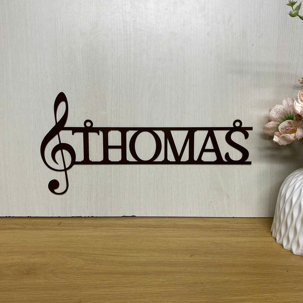 Custom Music Notes Treble Clef Metal Sign With Name, Personalized Music Lover Metal Name Sign, Music Notes Metal Wall Decor, Music Room Metal Sign