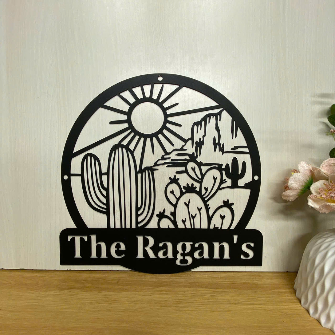 Personalized Cactus Metal Wall Art, Custom Cactus Desert Metal Name Sign, Desert Cactus South West Metal Sign, Castus Patio Backyard Metal Decor