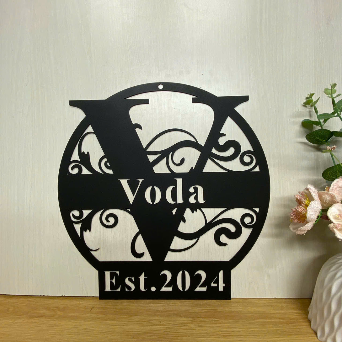 Personalized Initial Split Letter Metal Wall Art, Custom Last Name Monogram Metal Sign, Initial Family Name Metal Sign, Front Porch Metal Wall Hanging
