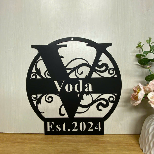 Personalized Initial Split Letter Metal Wall Art, Custom Last Name Monogram Metal Sign, Initial Family Name Metal Sign, Front Porch Metal Wall Hanging