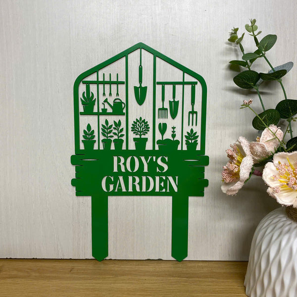 Custom Garden Tools Metal Sign With Stake, Personalized Gardener Metal Name Yard Sign, Greenhouse Metal Sign Garden Decor, Gardening Tools Yard Sign