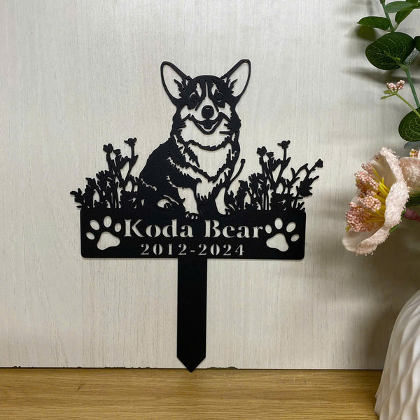 Personalized Pembroke Welsh Corgi Dog Memorial Garden Stake, Custom Corgi Metal Grave Marker, Dog Sympathy Metal Yard Sign, Pet Loss Remembrance Stake