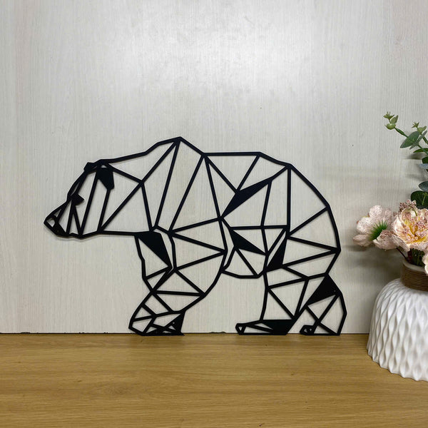 Geometric Bear Metal Wall Art Decor, Geometric Bear Artwork Metal Sign, Metal Wildlife Wall Sculpture Large Sign, Bear Metal Art Home Office Decor