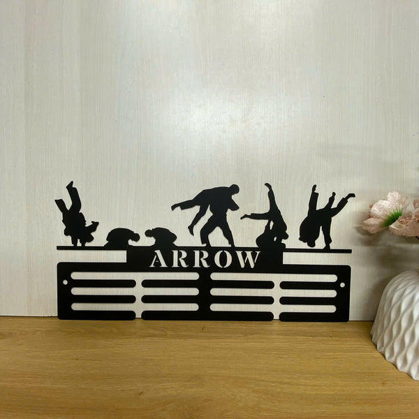 Personalized Jiu Jitsu Medal Holder, Medal Rack 12 Rungs For Medals & Ribbons, Custom Jiu Jitsu Medal Hanger, Jiu Jitsu Medal Display Award Display