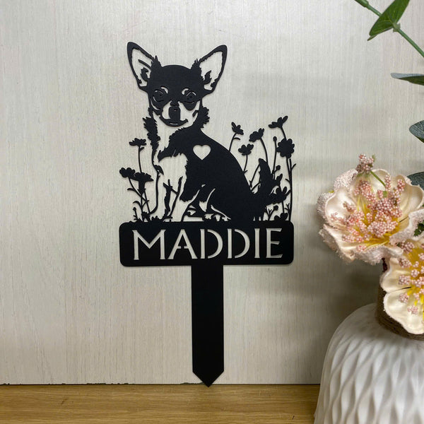 Personalized Chihuahua Memorial Metal Garden Stake, In Loving Memory Dog Metal Grave Marker, Pet Loss Remembrance Stake, Dog Metal Yard Sign