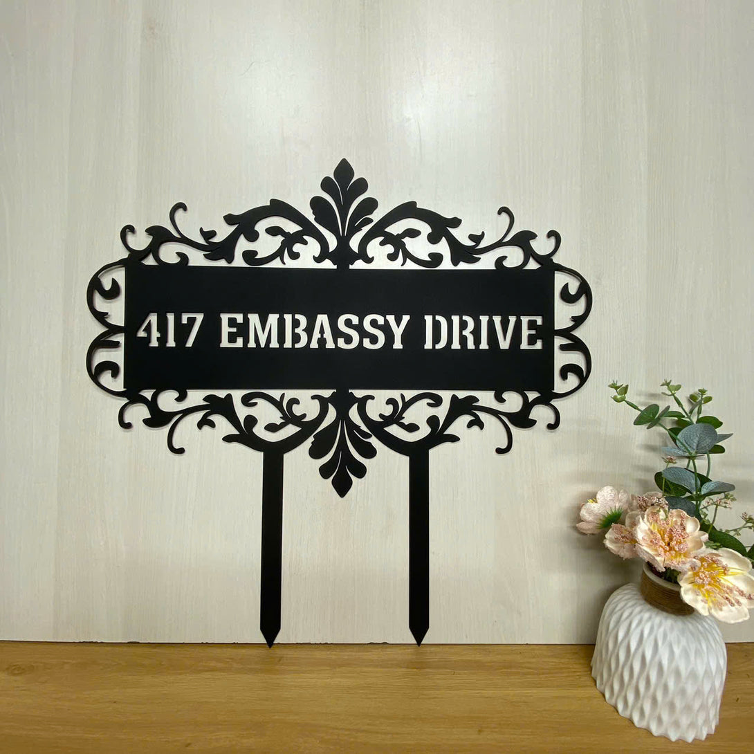 Custom Address Metal Sign With Stake, Personalized Address House Number Metal Stake, Custom Metal Lawn Yard Sign, Address Gate Sign Outdoor Stake