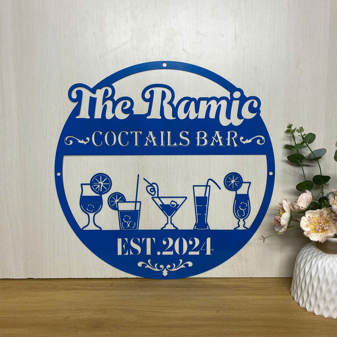 Personalized Name Cocktail Bar Monogram Metal Sign, Custom Home Bar Cocktail Metal Wall Art, Patio Drink Bar Pub Metal Sign,cocktail Lounge Metal Sign