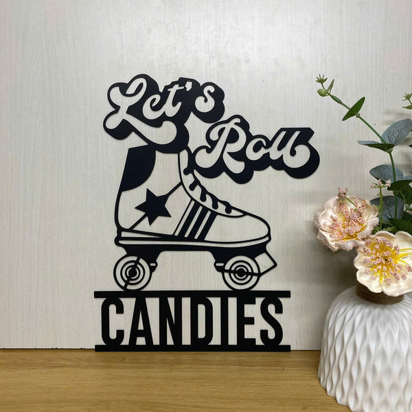 Custom Let's Roll Roller Skating Metal Wall Art, Personalized Roller Skate Metal Name Sign, Roller Skating Kids Room Sign, Roller Skates Metal Sign