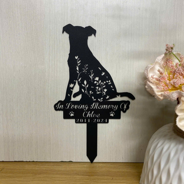 Custom Russell Terrier Dog Memorial Metal Garden Stake, Dog Loss Metal Yard Sign, Dog With Name Personalized, Pet Grave Marker, Pet Remembrance Stake