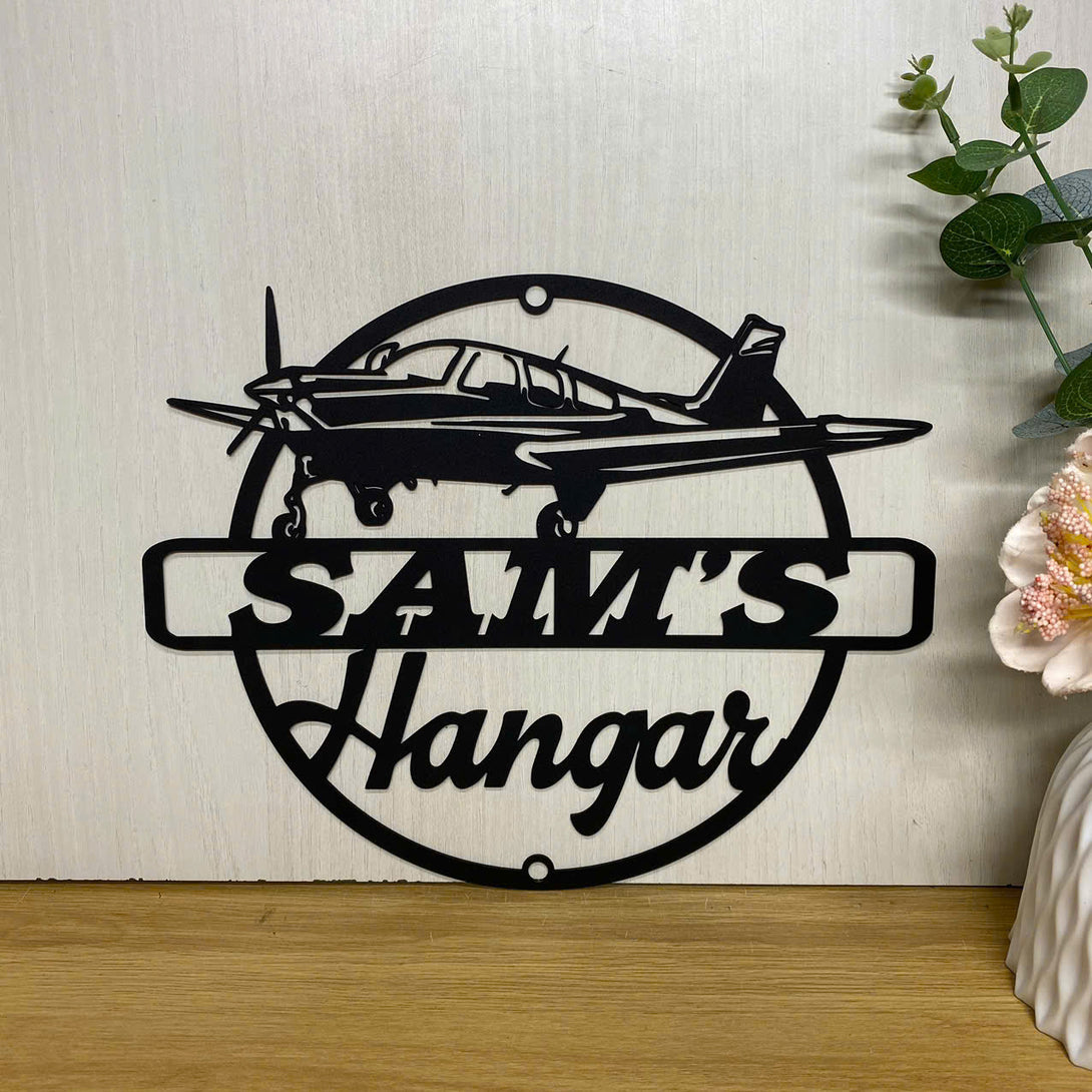 Personalized Aircraft Hangar Metal Name Sign, Aviation Sign Airplane Hangar Metal Wall Art, Custom Pilot Name Aircraft Metal Wall Sign