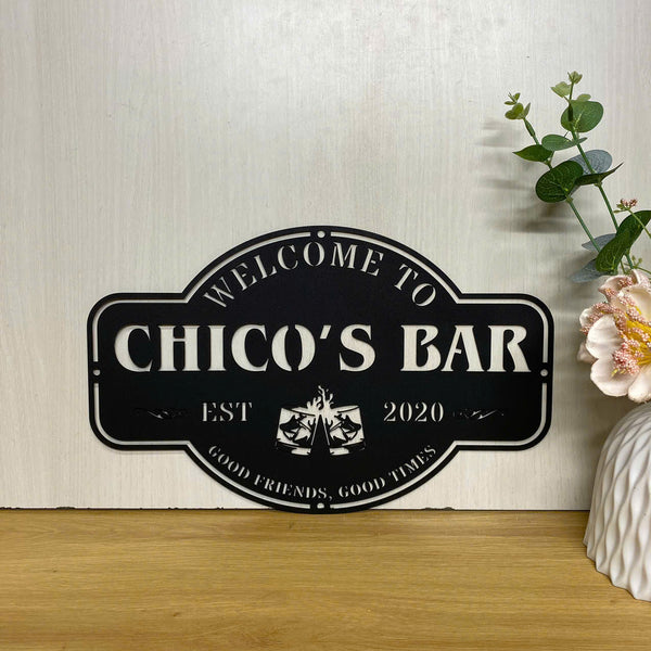 Personalized Drinks Bar Metal Wall Art, Custom Bar Metal Name Sign, Established Date Bar Metal Wall Sign, Bar Pub Metal Wall Hanging Decor