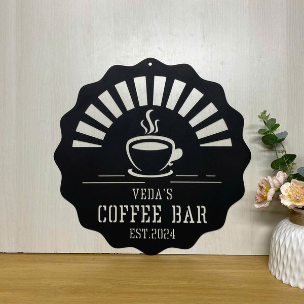 Personalized Coffee Bar Metal Wall Art, Custom Metal Coffee Shop Wall Hanging Sign, Patio Pool Bar Drink Metal Sign, Home Bar Metal Sign Decor
