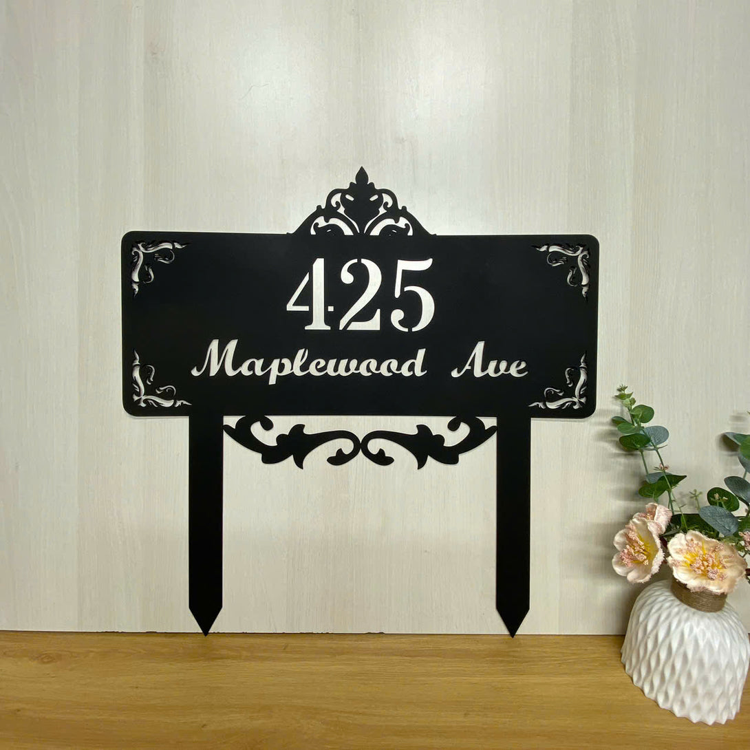 Personalized Family Name Garden Metal Sign With Stake, Custom Address Metal Yard Sign, Front Door Metal Lawn Sign, Metal Garden Stake Outdoor Decor