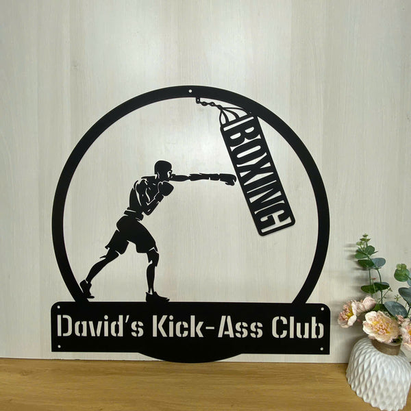 Custom Boxing Club Metal Wall Art, Personalized Boxer Metal Name Sign, Kick Boxing Metal Sign, Fitness Gym Room Man Cave Metal Wall Sign Decor