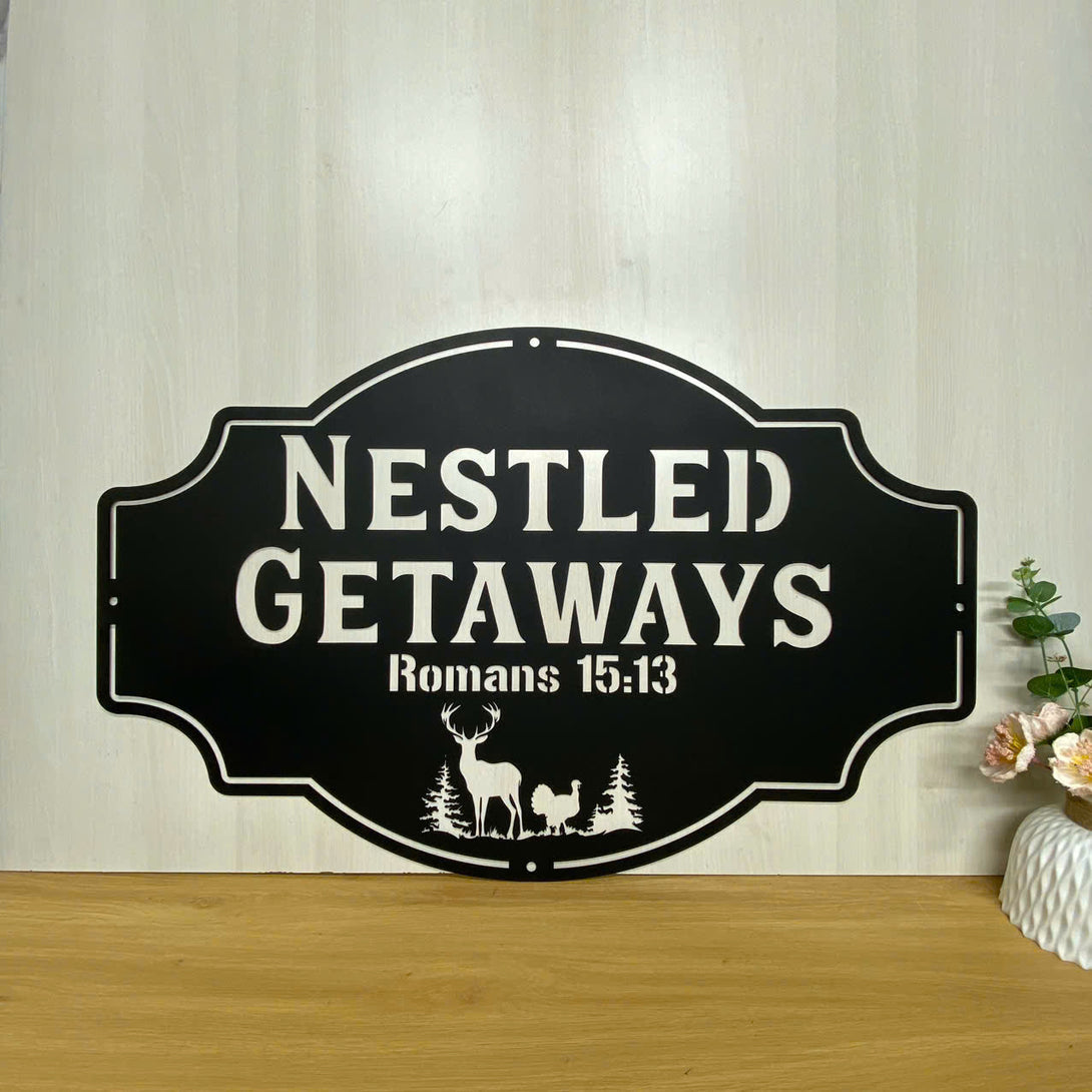 Personalized Name Hunting Cabin Lounge Metal Sign, Custom Cabin Lake House Cottage Metal Sign, Cabin Lodge Welcome Sign, Cabin Outdoor Metal Sign
