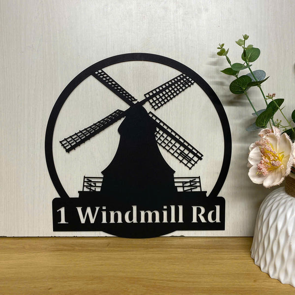 Personalized Windmill Monogram Metal Wall Art, Windmill Metal Sign With Custom Name, Windmill Farmhouse Metal Decor, Dutch Windmill Metal Wall Hanging
