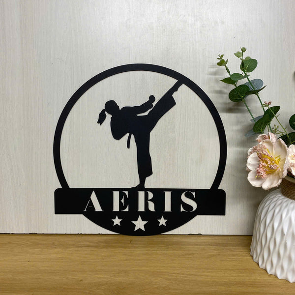 Personalized Girl Taekwondo Martial Arts Metal Sign, Custom Name Taekwondo Sign Metal Home Decor, Martial Art Metal Wall Hanging, Taekwondo Metal Sign