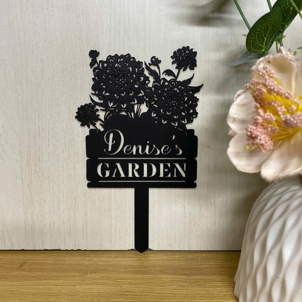 Custom Peony Flower Metal Garden Stake, Metal Peony Flowers Garden Yard Sign, Peony Garden Metal Yard Decor, Custom Gardener Metal Name Sign