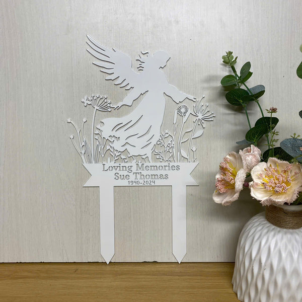 Custom Angel With Wings Memorial Metal Garden Stake, Angel Garden Metal Sign, Loss Of Loved One Garden Stake, Angel Memorial Plaque Stake