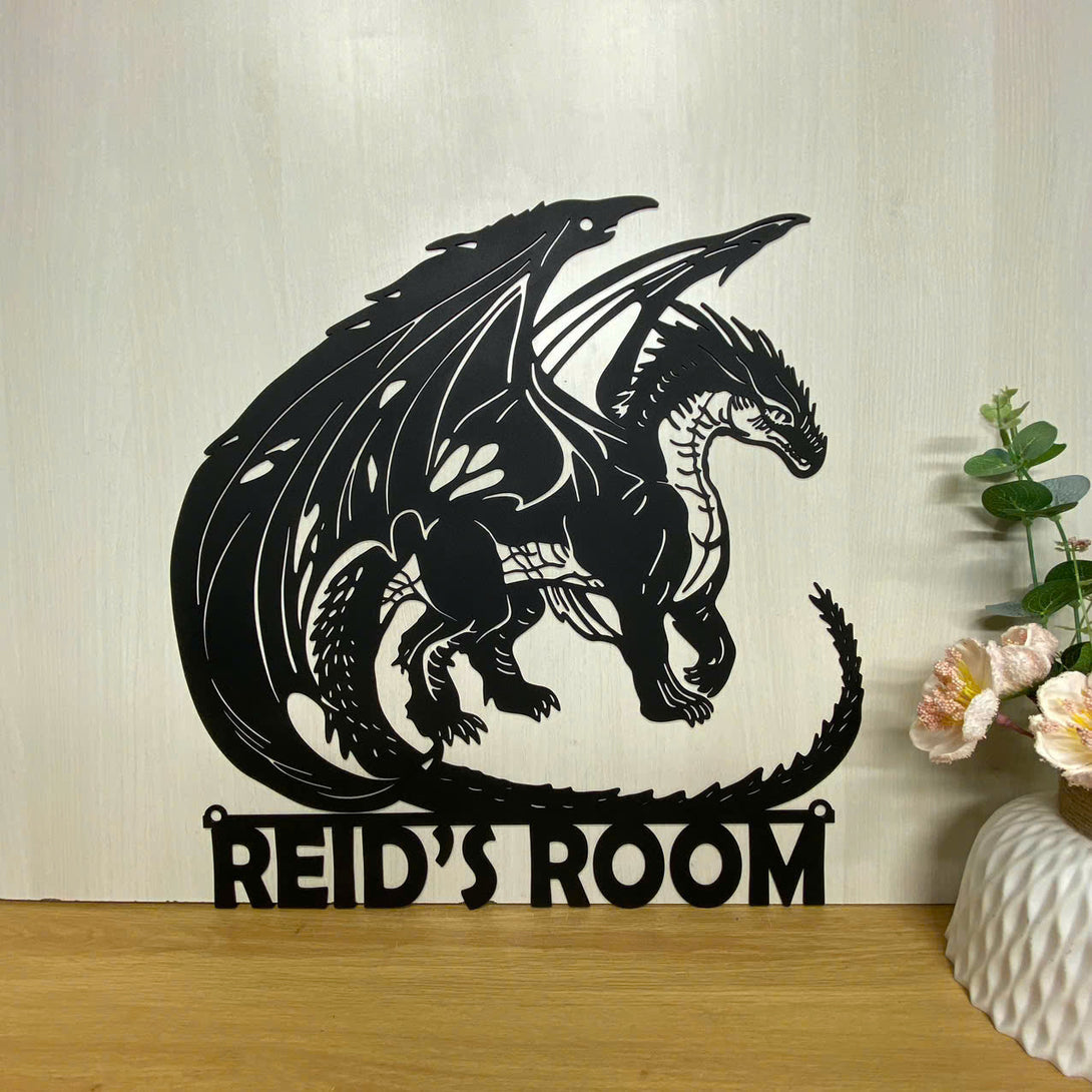Personalized Mythical Dragon Metal Wall Art, Custom Mythology Dragon Metal Name Sign, Dragon Kids Room Metal Wall Art Decor, Dragon Metal Sign