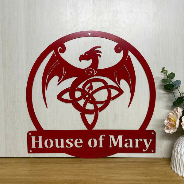 Custom Celtic Dragon Metal Wall Art, Personalized Name Celtic Dragon Metal Sign, Celtic Dragon Metal Wall Hanging Home Decor, Dragon Metal Name Sign