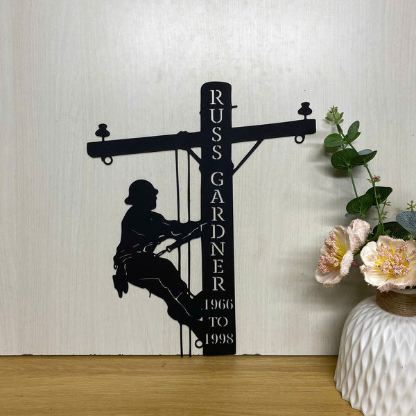 Custom Lineman Metal Name Sign Wall Art, Personalized Electrician Metal Sign, Electrical Worker Metal Art, Line Worker Metal Sign, Metal Lineman Sign