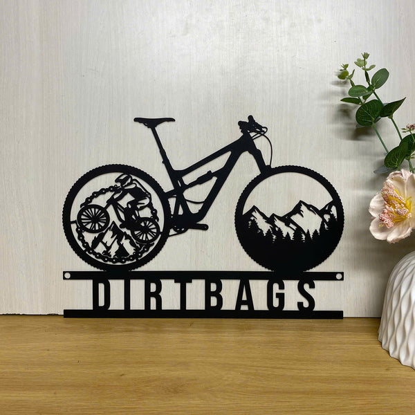 Custom Mountain Bike Metal Wall Art, Personalized Biker Metal Name Sign, Mountain Bicycle Metal Wall Hanging, Mountain Cyclist Metal Man Cave Decor