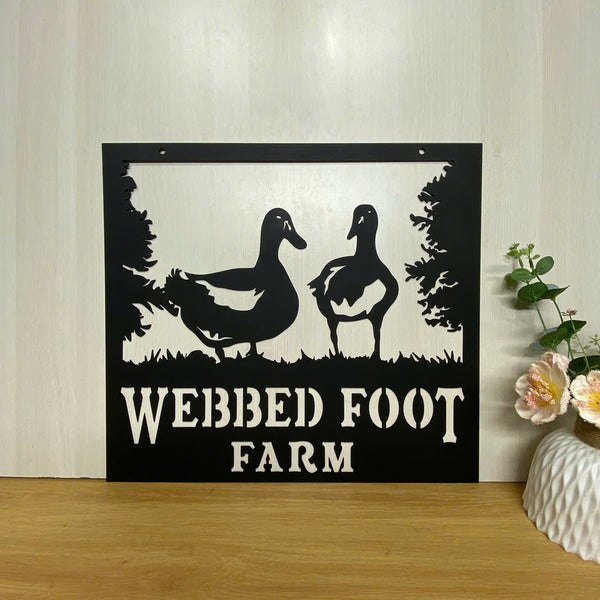 Customized Duck Farm Metal Sign, Personalized Metal Farm Name Signs, Family Name Farmhouse Metal Wall Decor, Our Little Coop Metal Sign