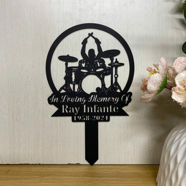 Custom Drummer Memorial Metal Garden Stake, In Loving Memory Drummer Metal Yard Sign, Dummer Remembrance Stake, Drummer Loss Metal Grave Marker