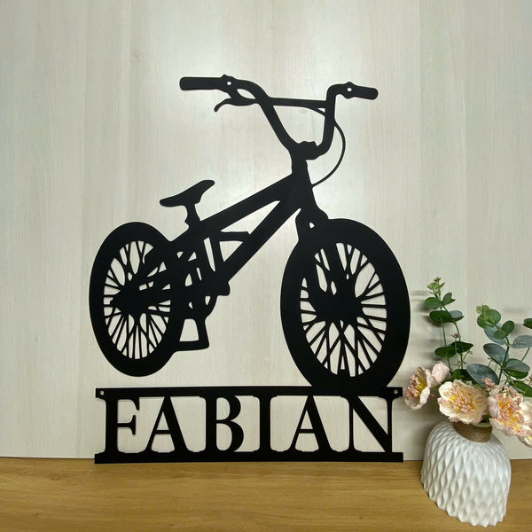 Custom Bmx Cycle Sport Metal Wall Hanging Art, Personalized Bmx Biker Metal Name Sign, Metal Bmx Rider Wall Sign, Bmx Biker Room Metal Wall Sign Decor