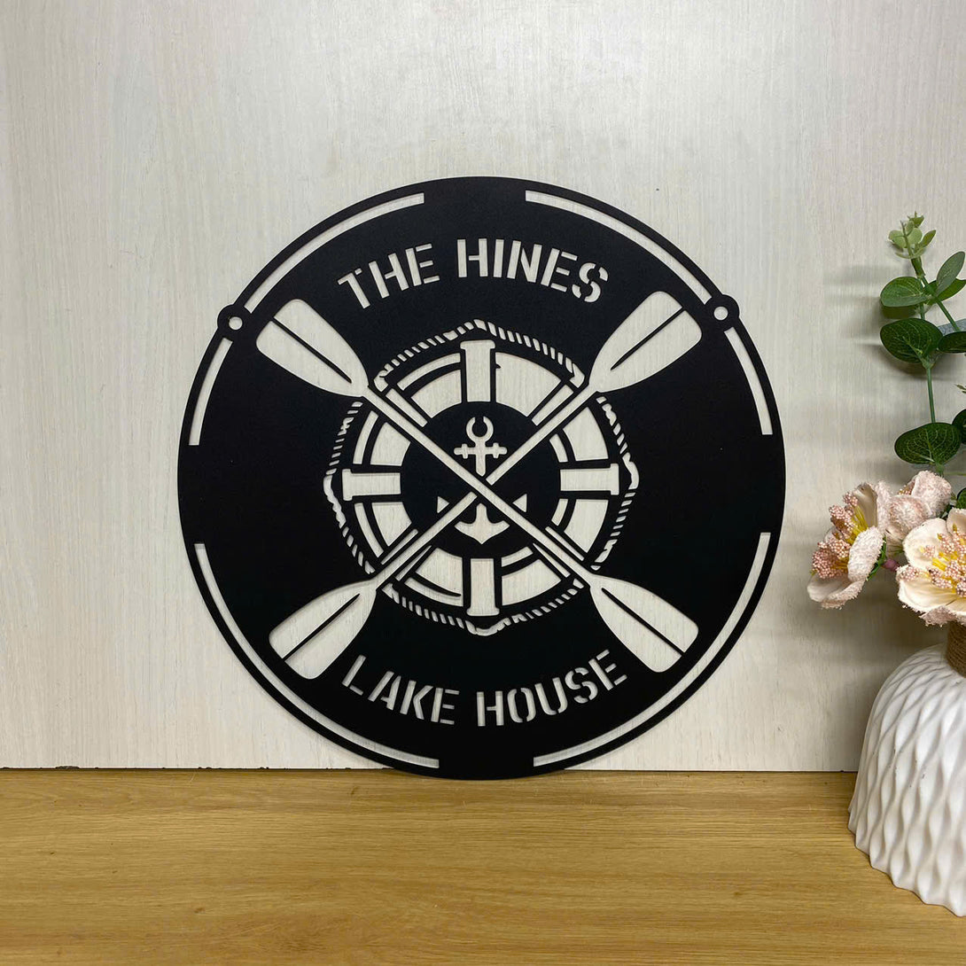 Personalized Family Name Lake House Metal Wall Art, Custom Lake House ...
