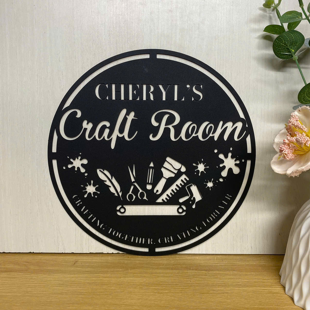 Custom Craft Room Metal Wall Art With Name, Personalized Quilting Room Metal Name Sign, Metal Craft Sewing Room Sign, Metal Wall Art For Craft Room