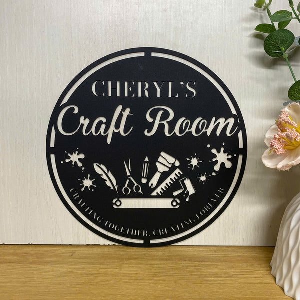 Custom Craft Room Metal Wall Art With Name, Personalized Quilting Room Metal Name Sign, Metal Craft Sewing Room Sign, Metal Wall Art For Craft Room