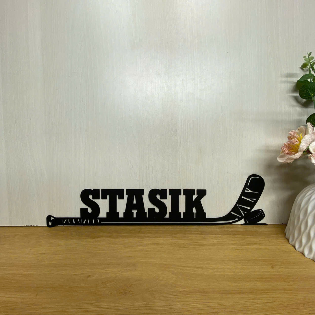 Custom Hockey Sticks Metal Wall Art, Personalized Ice Hockey Players Metal Name Sign, Hockey Lover Gift, Hockey Sports Metal Wall Sign Decor