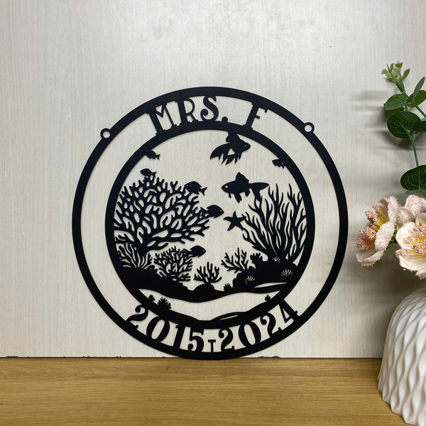 Custom Aquarium Coral Reef Metal Wall Art Decor, Fish Coral Reef Tank Metal Sign, Sea Animals Beach House Metal Decor, Coral Sea Fish Lover Metal Sign