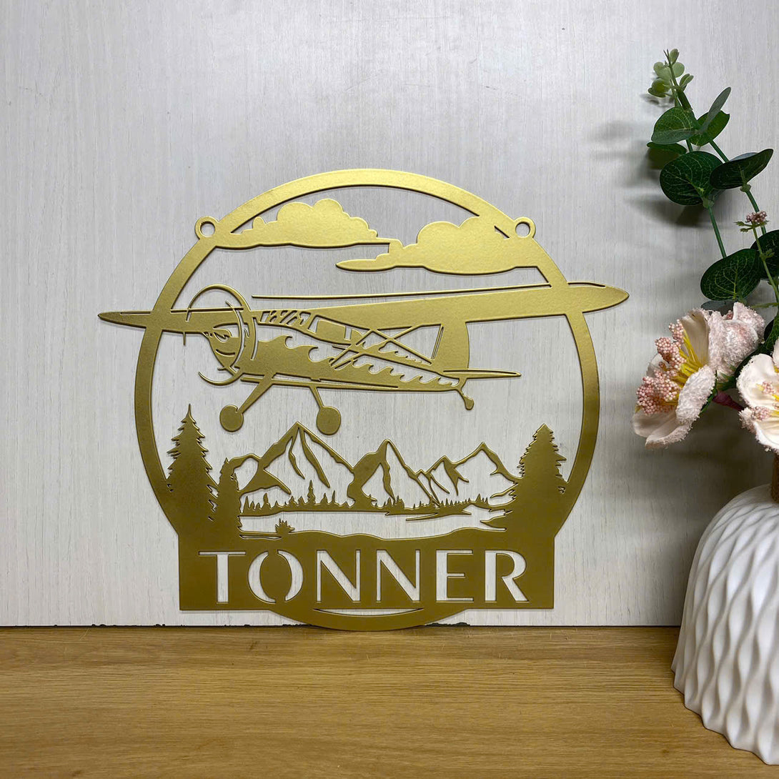 Personalized Pilot Metal Name Sign, Custom Aircraft Metal Wall Art, Aviation Metal Wall Sign, Airplane Hangar Man Cave Metal Sign