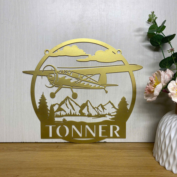 Personalized Pilot Metal Name Sign, Custom Aircraft Metal Wall Art, Aviation Metal Wall Sign, Airplane Hangar Man Cave Metal Sign