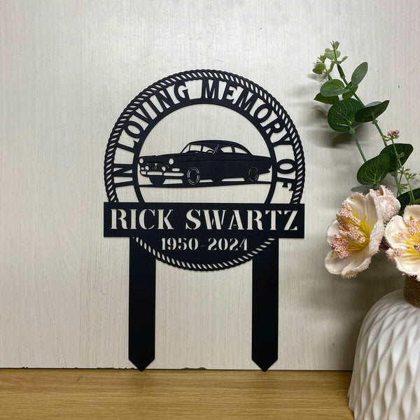 Personalized Car Driver Memorial Stake, Classic Car Metal Yard Sign, Dad Loss Sympathy Sign, Loss Of Loved One Metal Grave Marker, Remembrance Stake