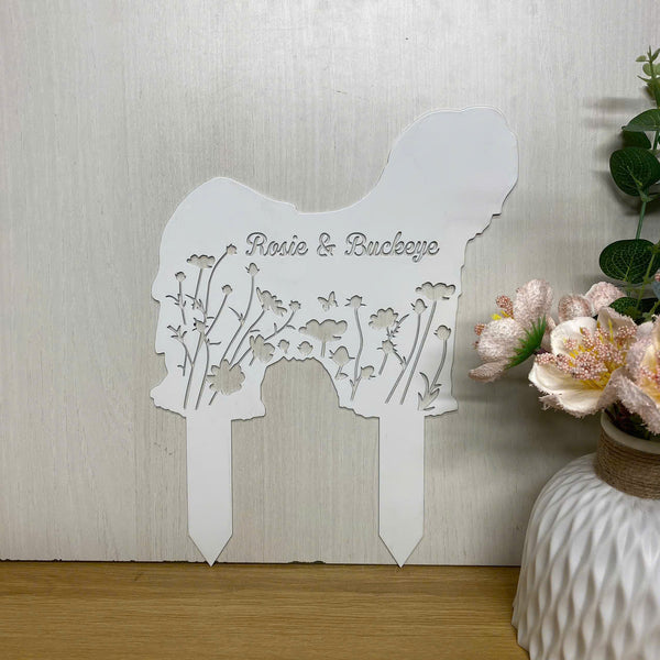 Custom Lhasa Apso Dog Memorial Metal Garden Stake, Floral Dog Metal Yard Sign, Personalized Dog Loss Metal Grave Marker, Metal Pet Remembrance Stake