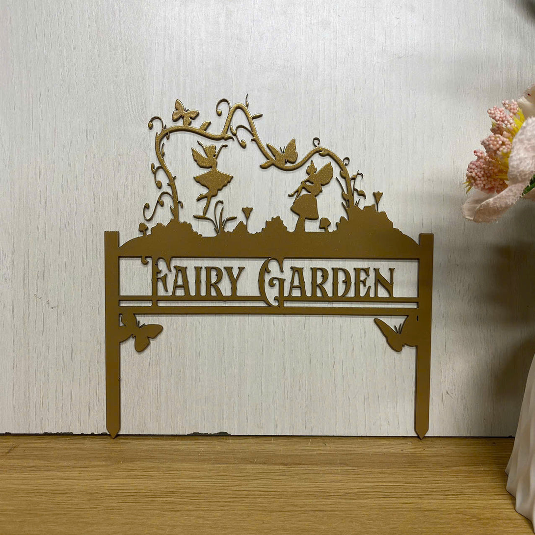 Personalized Fairy Garden Metal Stake, Fairy Stake Metal Yard Art, Gardener Name Metal Stake, Fairy Garden Yard Sign Decor, Metal Patio Outdoor Decor