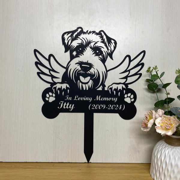 Custom Sealyham Terrier Dog Memorial Garden Stake, Dog With Wings Metal Yard Sign, Angel Dog Metal Grave Marker, Pet Loss Sympathy Sign Garden Stake