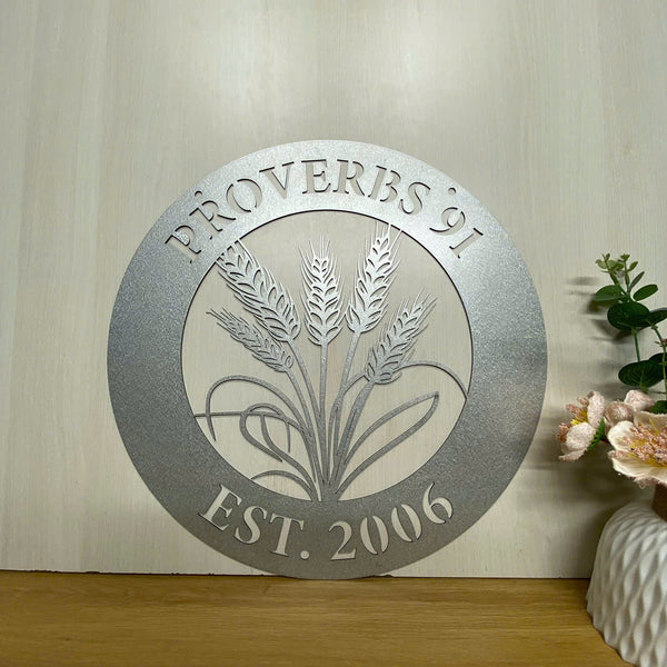 Custom Metal Wheat Sign, Personalized Name Metal Farm Sign, Wheat Field Farmhouse Metal Sign, Farm Ranch Entrance Metal Sign, Housewarming Metal Decor