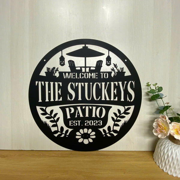 Custom Family Name Backyard Patio Metal Sign, Personalized Pool & Patio Metal Hanging Sign, Metal Poolside Outdoor Decor, Welcome To Patio Metal Sign
