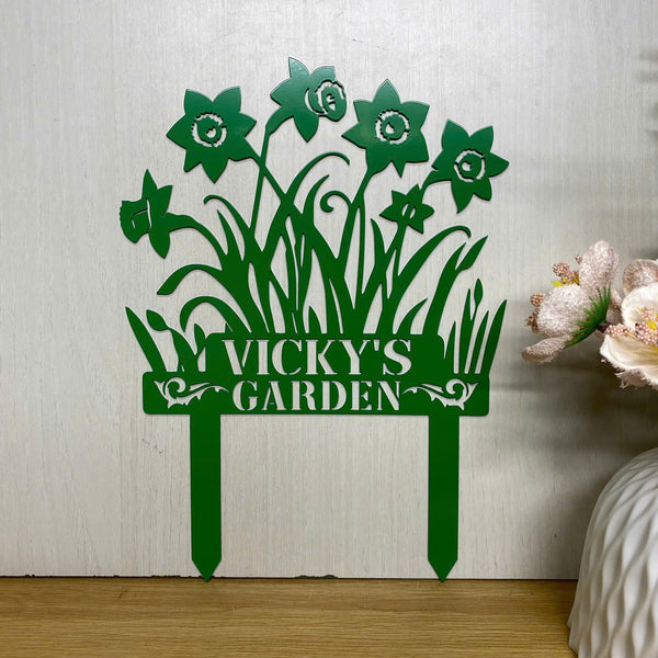 Personalized Daffodil Metal Garden Stake, Daffodil Metal Plaque With Stake, Daffodil Garden Metal Stake, Daffodil Flower Metal Stake Outdoor Decor