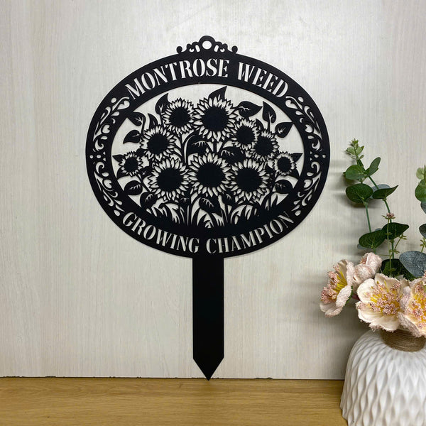 Custom Sunflower Garden Metal Stake, Personalized Name Gardener Metal Yard Sign, Gardening Metal Outdoor Stake, Welcome Sign Garden Metal Stake