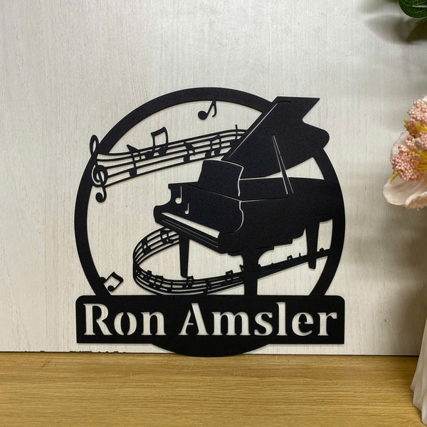 Custom Piano Monogram Metal Sign Art, Personalized Piano Music Metal Sign, Piano Music Studio Name Sign, Musical Metal Wall Hanging