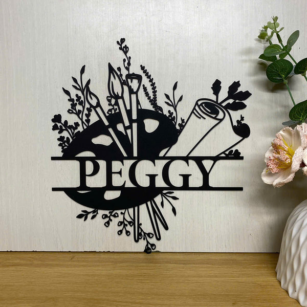 Custom Paint Palette Metal Wall Art, Personalized Painter Artist Name Metal Sign, Paint Palette Metal Art, Painter Artist Room Studio Metal Wall Decor